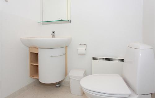 a white bathroom with a toilet and a sink at 1 Bedroom Gorgeous Home In Nykbing Sj in Klint
