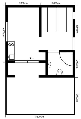 a floor plan of a small house at Tiny house De Ljip in Westergeest