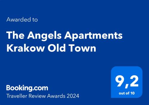 Un cartello blu che dice che gli angeli appartamenti Krakow centro storico di The Angels Apartments Krakow Old Town a Cracovia