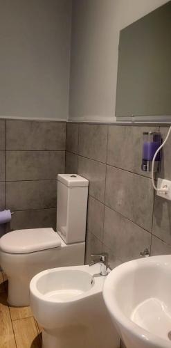 a bathroom with a toilet and a sink at Al Binario Brescia in Brescia