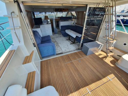 a view of the inside of a boat at Yacht ZEN in Heraklion