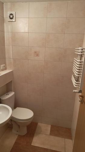 a bathroom with a toilet and a sink at t45yhfg in Pobierowo