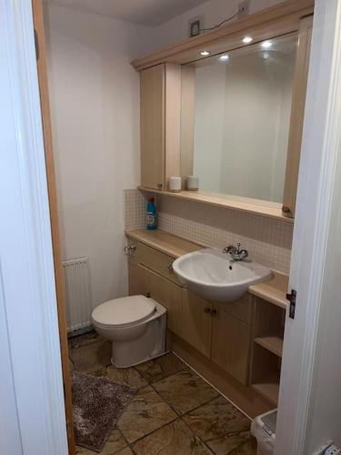 a bathroom with a toilet and a sink at Infinity properties in Aberdeen
