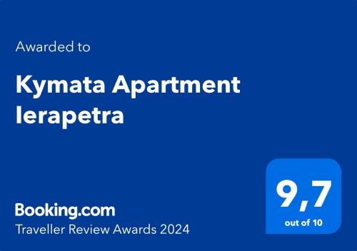 un rettangolo blu con le parole "kyrina apartment frapperia" di Kymata Apartment Ierapetra a Ierápetra