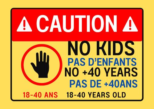 una advertencia roja y amarilla No hay signo de que los niños pasen elementos en ALAROOTS HUAHINE en Haapu