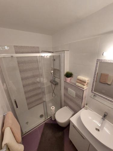 Koupelna v ubytování Apartman Nora