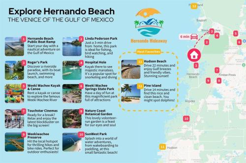 a map of the gulf of mexico at Hernando Hideaway:Heated Pool/Decks/Dock/Balcony/Yard w/ Firepit/Kayaks in Hernando Beach