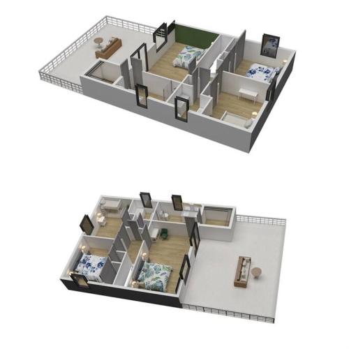 a rendering of a floor plan of a house at Hernando Hideaway:Heated Pool/Decks/Dock/Balcony/Yard w/ Firepit/Kayaks in Hernando Beach