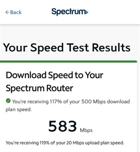 a screenshot of a cell phone with a speed test result at Hernando Hideaway:Heated Pool/Decks/Dock/Balcony/Yard w/ Firepit/Kayaks in Hernando Beach
