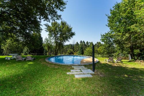 a swimming pool in the middle of a yard at Casa das 7 Leiras in Queijada