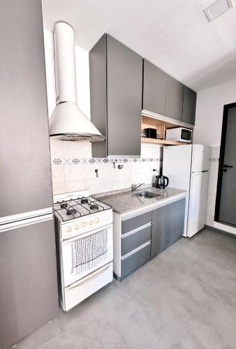 a kitchen with a stove and a sink at Studio Peatonal in Concordia