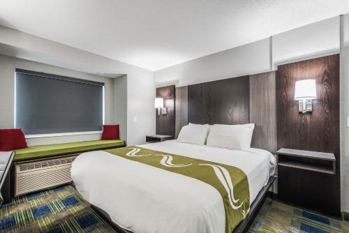 Habitación de hotel con cama grande y TV en Quality Inn Owatonna near Medical Center, en Owatonna