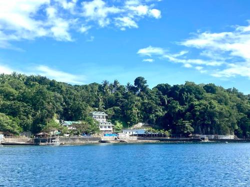 a view of a lake with houses and trees at Dive and Trek Resort and Marine Sanctuary in Bauan