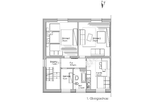 a floor plan of a house at Ferienwohnung Stralsund in Stralsund