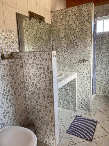 a bathroom with a toilet and a sink at Ferienhaus Steilküste in Fehmarn