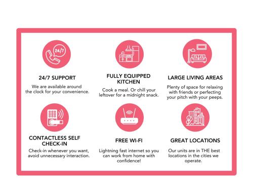 a brochure for a tech company with a diagram of its products at Spacious Westgate CozySuites by stadium with pool 2 in Glendale