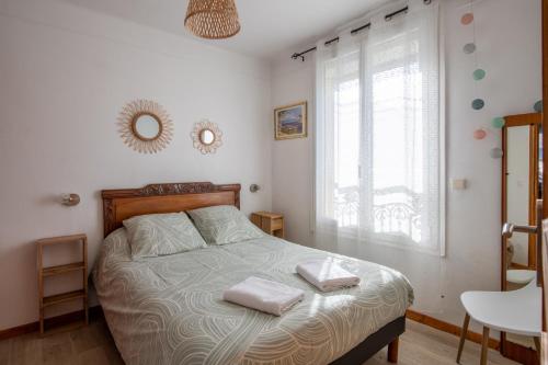 Postel nebo postele na pokoji v ubytování L'Echappée Bleue - Appt pour 4 Vue mer