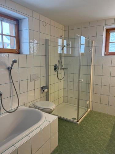 Koupelna v ubytování Walserklause Ferienwohnung