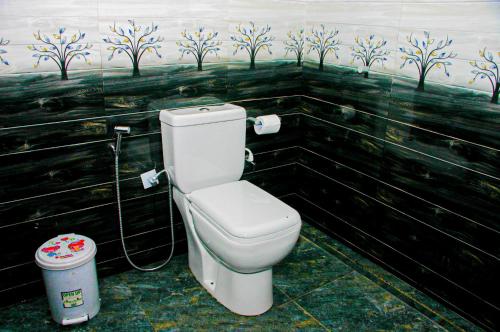 een badkamer met een toilet en een schilderij aan de muur bij Sigiri Heaven Villa in Sigiriya