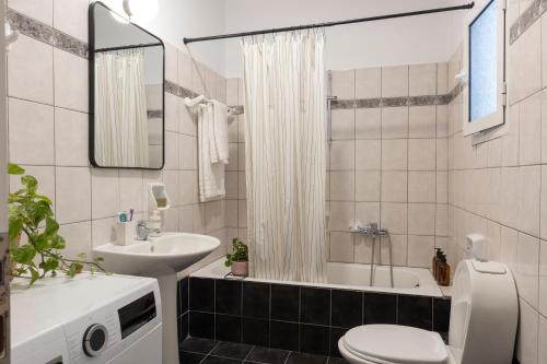 a bathroom with a sink and a toilet and a tub at Ursa Minor in Mousata