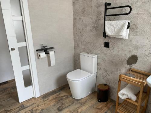 a bathroom with a toilet and a sink at B&B Premium in Premia de Dalt