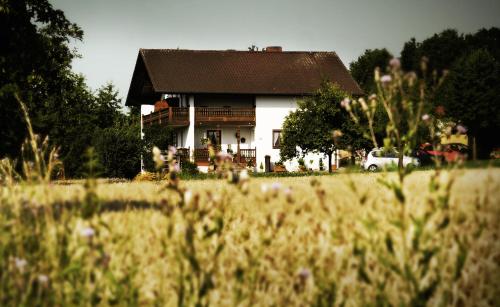 a house with a field of grass in front of it at Gaestehaus Hofer in Bad Birnbach