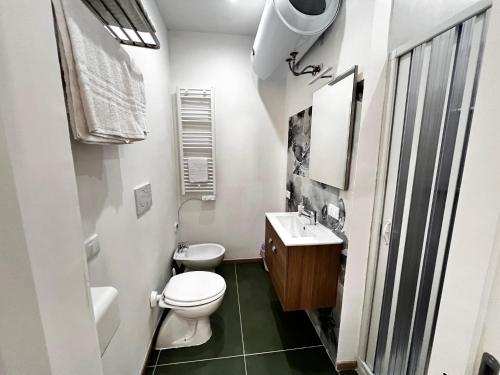 a white bathroom with a toilet and a sink at Paolessi House in Rieti
