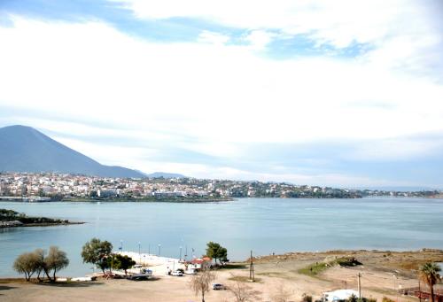 a view of a city and a body of water at The lighthouse in Chalkida