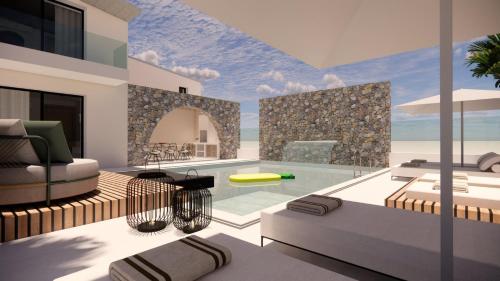 une villa avec une piscine dans l'établissement Kallithea Luxury Villas #2, à Koskinou