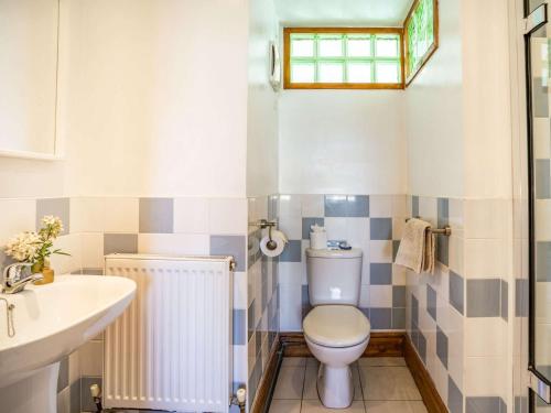 a bathroom with a toilet and a sink at 3 Bed in Southerndown 57715 in Southerndown