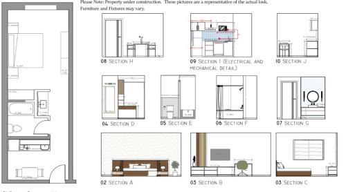 a set of diagrams of different rooms in a house at eStudio Suites in Plainfield