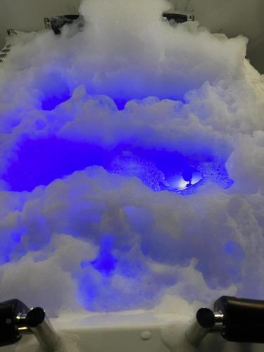a view of a ceiling covered in snow and clouds at Casa De Las Flores Hotel SPA in Villa de Leyva
