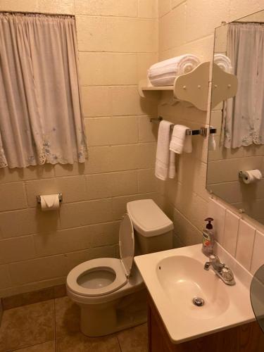 łazienka z toaletą i umywalką w obiekcie Starlight Motel w mieście Big Pine