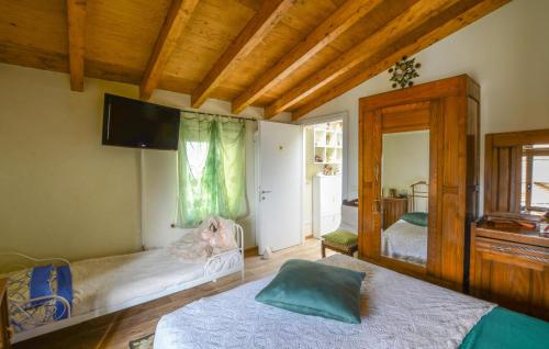 a bedroom with two beds and a tv on the wall at Amazing Home In Camaiore With Wi-fi in Camaiore