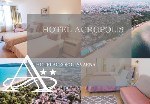 een collage van foto's van een hotelappartement bij Hotel Acropolis in Varna