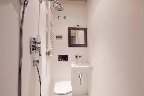 a bathroom with a toilet and a sink and a shower at Barcino Inversions - Apartments in Rambla de Catalunya in Barcelona