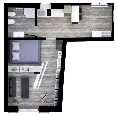 a floor plan of a small apartment with at CASA BIA in Bergamo