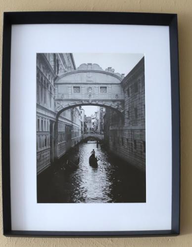 a black and white photo of a canal with a bridge at Angela Apartments in Würzburg