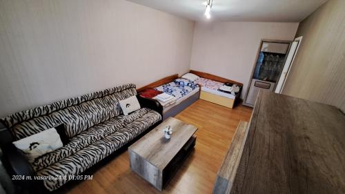 sala de estar con sofá y mesa en Apartment Ramune, en Šiauliai