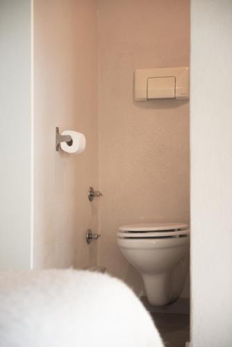 a bathroom with a toilet and a toilet paper dispenser at El Secanet in Algimia de Alfara
