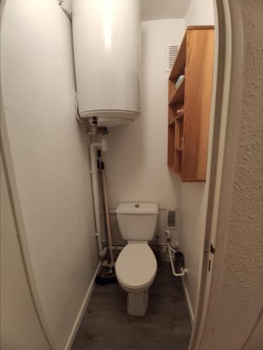- une petite salle de bains avec des toilettes et un réservoir d'eau dans l'établissement Superbe appartement à Orcières merlette, à Orcières
