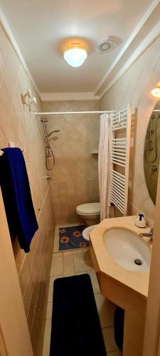 a bathroom with a sink and a toilet at Masseria Serio in Locorotondo