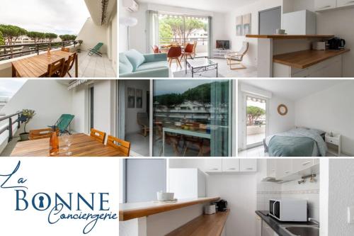 un collage de photos d'une coopérative familiale dans l'établissement Plage et Golf* Clim * Parking * Spacieux * wifi Fibre * Ponant, à La Grande Motte