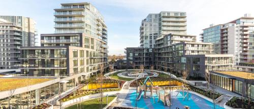 arial view of a city with tall buildings at Gorgeous Place In Downtown RMD in Richmond