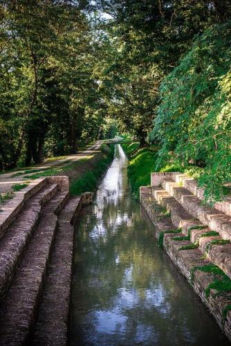 a small canal with trees and a river with trees at B&B La Dolce Riva in Lugo