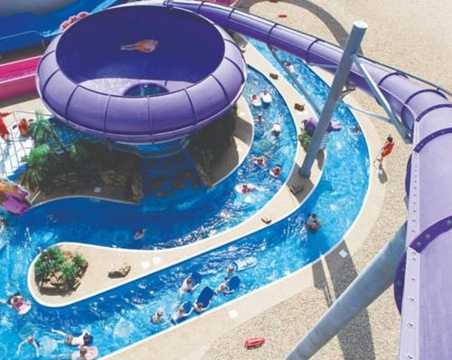 an aerial view of a water slide at a water park at Haven holiday park Cleethorpes beach in Cleethorpes