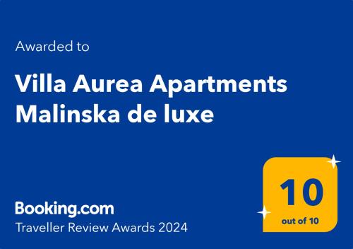 Certificat, premi, rètol o un altre document de Villa Aurea Apartments Malinska de luxe