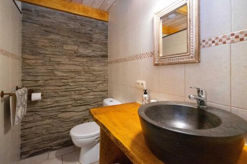 a bathroom with a sink and a toilet at De Patuljak in Houffalize