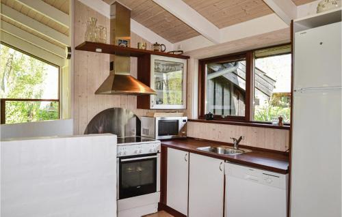 a kitchen with a sink and a stove at Holiday Home Jægerstien Jægerspris Iv in Hornsved