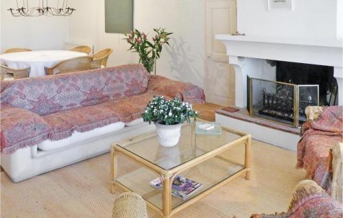 un salon avec un canapé et une cheminée dans l'établissement Nice Home In St Didier With Kitchen, à Saint-Didier